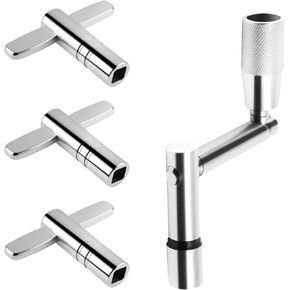 Drum Key Drill Bit Set of 4, 3 Standard Square Lug Drum Key and 1 Fast Rotary Drum Keys for Tuning Drums, Stainless Steels Drum Tuning Key