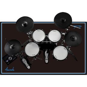 Aucuda Drum Rug Mat 4x6ft Tightly Woven Fabric Cool Drum Floor Mat with Non Slip Grip Bottom, Electric Drum Set Carpet Accessories for Christmas Holiday Practice, Apartment, Soundproof, Winter.