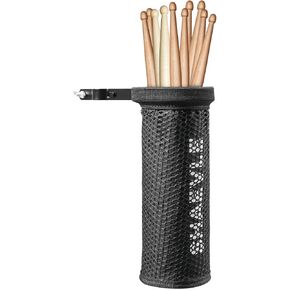 Drum Stick Holder Adjustable Nylon Drum Stick Bag with Clamp-On Lockable Alloy Steel Heavy Duty Clamp for Drumsticks Mallets Up to 5 Pairs, Black