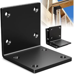 2 Pcs 6"x 5" Heavy Duty Steel Corner Brackets, L 90 Degree Countertop Fireplace Mantel Mount, Heavy Corner Brace L Shelf Bracket, 6x6 Post to Beam Connector, Thickness 7/32"(5.7mm), Max Load 300lbs