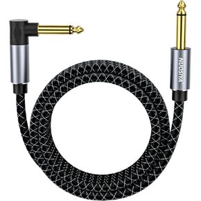 Guitar Instrument Audio Cable 6ft Amp Cable Guitar Cord Compatible with Electric Guitar, Bass, Mixers, Acoustic, Straight to Right Angle 1/4 inch Cable for Guitar Beginner