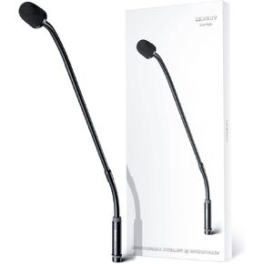 Gooseneck Microphone, 23 Inch DJ Microphone for Audio Mixer, Professional XLR Wired Dynamic Mic, Extended Black Metal Noise Reduction Microphone, Supports 360° Rotation and Bending
