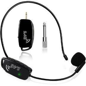 Wireless Microphone Headset Cordless 2.4G - Professional Wireless Head Mic and Handheld Mic 2 in 1-160 Ft Range with 1/8''&1/4'' Plug for PA System