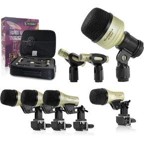 7-Piece Drum Microphone Kit, Precise Sound Includes Mics for Snare, Toms, Cymbals & Bass Drum. Perfect for Stage & Studio with Precise Sound Capture for Dynamic Live Performances and Recording