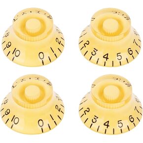 Banworks '50s Guitar Control Knobs 24-Spline Imperial Konbs 2 Tone 2 Volume 6mm (15/64") Knobs Bell Top Hat Knobs for Gibson Les Paul LP SG Style Electric Guitars Pack of 4 JT/XN-07 Transparent