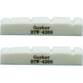 Guyker Bass Guitar Bone Nut - 4 String Flat Bottom Pre-Slotted Bone Nuts Replacement Parts Accessories for PB JB Precision Bass Jazz Bass Set of 2 White, 42x6x9mm BTW-4269