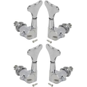 FLEOR Chrome 2R2L Bass Guitar Sealed Tuning Pegs Tuners Machine Heads Tuning Key Buttons for PB Bass JB Bass