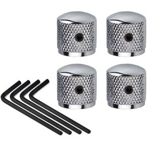 FLEOR 4pcs Black Dome Guitar Knob 0.24in Shaft Tone Volume Speed Control Knobs