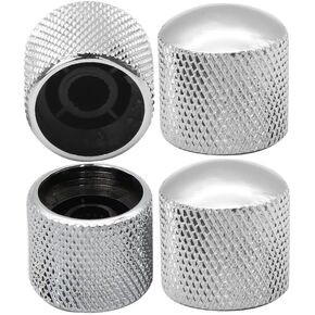 FLEOR Bass Guitar Volume Tone Control Knobs Black Metal Dome Knobs 0.24in Diameter Split Shaft Knobs