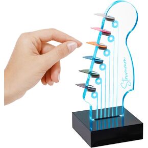 Color Changing Light Up Guitar Pick Holder – Authentic Electric Guitar Headstock Design Lamp with 7 Colors, USB Powered, Holds 6 Picks, Perfect Guitar Gift for Men, Musicians & Guitarists