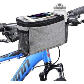 Bike Handlebar Bag, Bike Basket Front, Scooter Bag with Bike Phone Mount, Bike Cooler Bicycle Basket Road Mountain Bike Pouch Pack Cycling Accessories for Kids Girls Boys Men Women