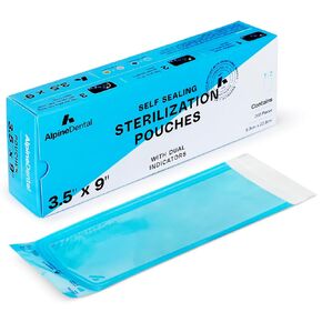 200 3.5" x 9" Sterilization Pouch Self Sealing Autoclave Bags for Dental, Tattoo Nail Art Instruments