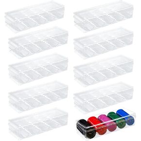 10 عبوات من شرائح بوكر الأكريليك الشفاف من سينينكو مع أغطية، علبة عرض شرائح بوكر الكازينو، علبة تخزين شرائح البوكر من أجل تكساس هولديم، بلاك جاك، 100 شريحة لكل منها in Kuwait