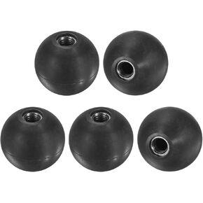 5-Pack Threaded Ball Knobs, M12 Female Thread 40mm Dia. Thermoset Ball Knob for Lathe/Machine/Lawn Mowers, Round Phenolic Steel Insert Lever Handle [Red]