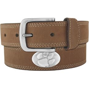 NCAA Clemson Tigers Light Crazyhorse Leather Concho Belt, Light Brown, 38-Inch