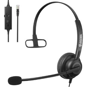 Arama Cisco Phone Headset with Microphone Noise Cancelling,RJ9 Telephone Headset Compatible with Cisco Office Landline Phones 6851 6945 7841 7861 7942 7945 7961 7962 7965 8811 8841 (A602C)