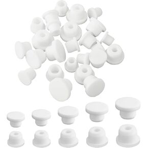 30 Pcs Silicone Stopper 5 Sizes White Bottle Seal Plug Waterproof Hole Plug Reusable Bottle Stopper Replacement Rubber Tube Plug 10-15.5 mm Flexible End Cover Caps for Bottles Pipes