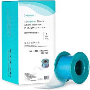 MedVance Soft Silicone Tape with Perforation for Easy Cut Size - 1" Width (3 Pack, 1.5 Yards)
