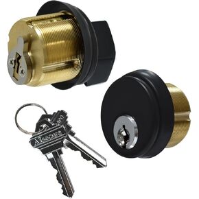 Brass Mortise Cylinder Lock，Commercial storefront Door Lock Mortise cylinders Compatible with Adams Rite, Kawneer, and Vistawall deadbolts. Comes in Black, 2-Pack ，with Matching Keys.