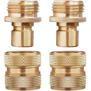 PLG Brass 8-Piece Quick Connect Garden Hose Fittings, 6 Male and 2 Female Set
