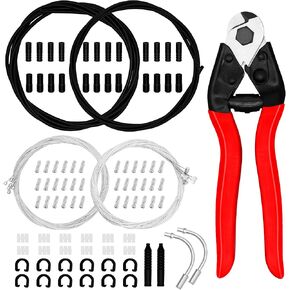 103pcs Universal Bicycle Brake Cable Kit, Brake Cable and Shift Cable Housing Kit with Stainless Steel Bike Cable Cutter, Include Cable End Caps, O-Rings, C Buckle, V-Brake Cable Guide for Bike Repair