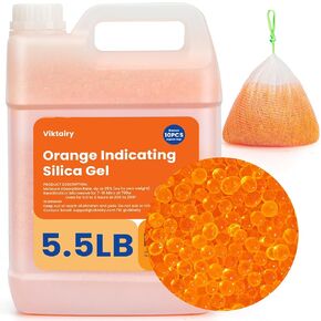 2LBS Desiccant Beads, Premium Color Indicating Silica Gel Beads Bulk, Industry Standard 3-5 mm Rechargeable Desiccant for 3D Filament, Electronic Devices, Camera, Documents, Safe (5PCS Organza Bags)