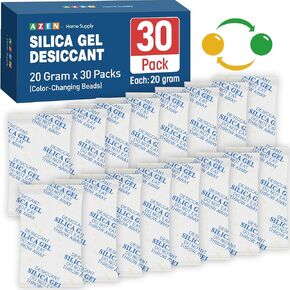 Silica Gel Packets 20 Gram (30 Packs), Desiccant Packs for Storage, Premium Transparent Desiccant Packs, Silica Packets for Moisture Control, Moisture Absorbers for Storage