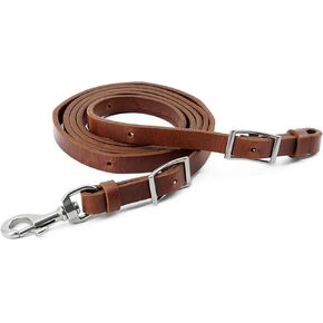 Jeereal Oiled Heavy Harness Roper Rein -Made with Harness Leather, Stainless Steel Hardware | 5/8" x 7'