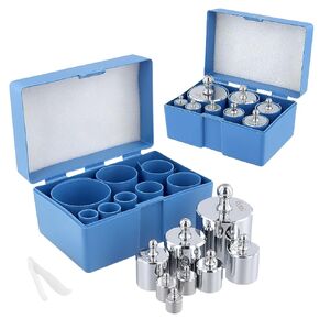FUNSUEI 2 Pcs 1000g Calibration Weight, Precision Scale Calibration Weight Set, 10g 20g 50g 100g 200g 500g Scale Calibration Weight, Gram Scale Weight Set for Digital Scale, Chrome Finish, Silver