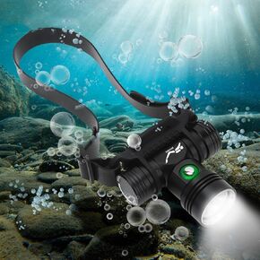 WINDFIRE Diving Headlamp, 8000 Lumen Rechargeable Underwater Flashlight, 3 Modes, IPX8 Waterproof, 5.5 Hours Runtime, Scuba Dive Light with Battery and Charger