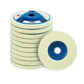 SALI 10 Pcs 4 Inch Wool Felt Polishing Wheel Disc Wool Polishing Wheel Disc for 4" Angle Grinder Felt Grinder Polishing Wheel Arbor 5/8" for Metal, Marble Stone, Furniture, Car