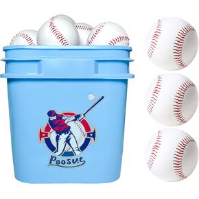 Leather Baseballs Bucket of Baseballs - 24 Count Youth 14U Game/Practice Use - Practice Leather Baseballs Bucket