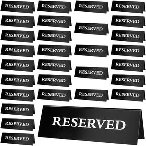 30 PCS Reserved Table Signs, 5.9 x 1.96 inch Acrylic Reserved Seat Signs Double Sided Black Reserved Table Sign Reservation Table Tent Sign for Restaurants, Wedding, Meeting