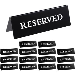 14 Pcs Reserved Table Signs, Black Reserved Signs Reserved Seating Signs, Reserved Table Signs Acrylic Reserved Table Tent Signs, Reservation Seat Signs for Wedding Restaurant Office Meeting Chairs