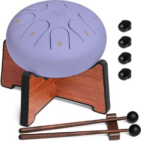 Steel Tongue Drum 14 Inches, 15 Notes Steel Drum + Unique Stand, Drum Sticks, Finger-Picks, Bag, Beginners Friends &Adults | Spiritual Musical Instruments. Water Blue