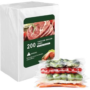 Vacuum Sealer Bags for Food - 200 Quart 8'' x 12'' Pre-Cut Food Saver Bags Quart Size, Heavy Duty Vacuum Bags for Food, BPA Free Vacuum Seal Bags for Freezer Storage, Seal a Meal or Sous Vide
