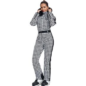 GS SNOWING Women's Ski Suit One Piece Snowsuits Insulated Waterproof Windproof Slim Winter Outdoor Onesies Ski Outfits Jumpsuits Houndstooth M