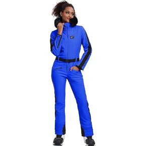GS SNOWING Women's Ski Suit One Piece Snowsuits Insulated Waterproof Windproof Slim Winter Outdoor Onesies Ski Outfits Jumpsuits Royal Blue S