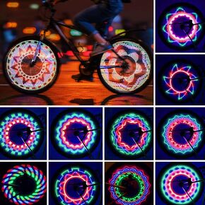TGJOR Bike Wheel Lights, LED Waterproof Bicycle Spoke Tire Light with 32-LED and 32pcs Changes Patterns Bicycle Rim Lights for Mountain Bike/Road Bikes/BMX Bike/Hybrid Bike