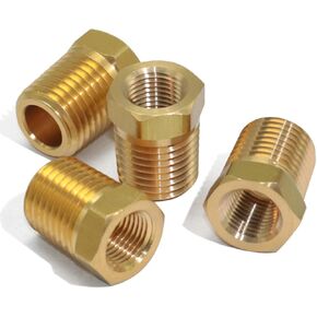 KOOTANS 4pcs Heavy Duty 1/4 NPT Male Thread to 1/8 NPT Female Thread Brass Reducer Hex Bushing Brass Fitting Pipe Hose Tube Adapter Convert