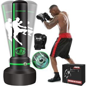 Freestanding Heavy Punching Bag Adults, 70'' Heavy Bag for Adult Teen with Built-in Automatic Pump Boxing Bag with Stand and Boxing Gloves, Kickboxing Bag for MMA Muay Thai Fitness Taekwondo