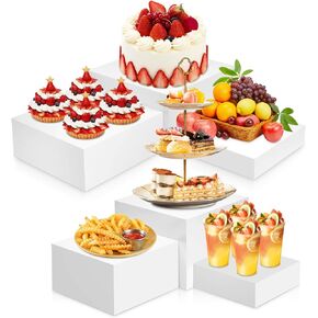 Buffet Risers, 6 Pack Food Risers for Buffet Table, 6"-11" Acrylic Food Display Stand for Catering Dessert Collectibles Jewelry Figures, Acrylic Cube Box Nesting Risers for Wedding Event Party