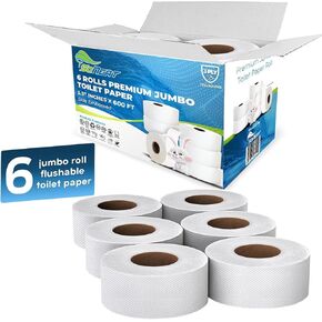 3-Ply Jumbo Toilet Paper Rolls, 9" Commercial Bathroom Tissue Paper, 600 Ft. Long, Compatible with Standard Jumbo Toilet Dispenser, Commercial Toilet Paper Rolls, 9-inch Jumbo Roll Toilet Paper