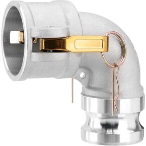 Type DA Cam and Groove Hose Fitting, 90 Degree Elbow, 2" Female Camlock x 2" Male Camlock, 250PSI, Aluminum Material, DA2020