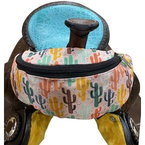 Showman Pink Cactus Print Insulated Nylon Saddle Pouch