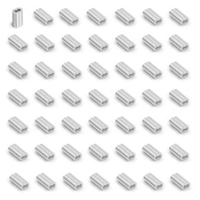 200pcs M1 Aluminum Cable Crimps, Crimping Loop Sleeve Wire Rope Sleeves, Metal Double Barrel Ferrules for Wire Rope End