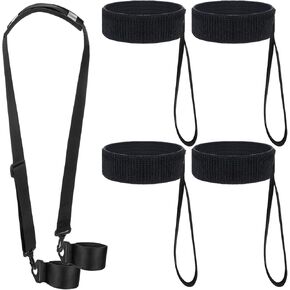 5 Pcs Ski Carrier Strap and Sport Glove Safety Strap Set Skiing Accessory for Easy Transportation of Your Ski Gear Adjustable Snowboarding Strap Elastic Wrist Leash Handcuff for Men Women