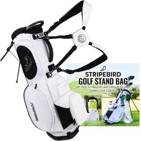 Golf Stand Bag with Hub for Magnets - 4 Way Full-Length Dividers Golf Club Bag - Flexfit Rotatable & Adjustable Dual Straps - Lightweight Golf Bag Stand - Golf Bags for Men