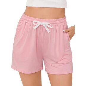 شورت بيجامة نسائي من Vlazom، سروال قصير فائق النعومة من Pj's أنيق للنوم والجري في صالة الألعاب الرياضية مع جيوب برباط in Kuwait