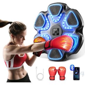 Music Boxing Machine, Boxing Machine Wall Mounted Music with Gloves, Electronic Boxing Target for Adults, Smart Boxing Training Equipment, Boxing Machine for Home and Gym